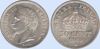 50 Centimes NAPOLEON III Tte laure